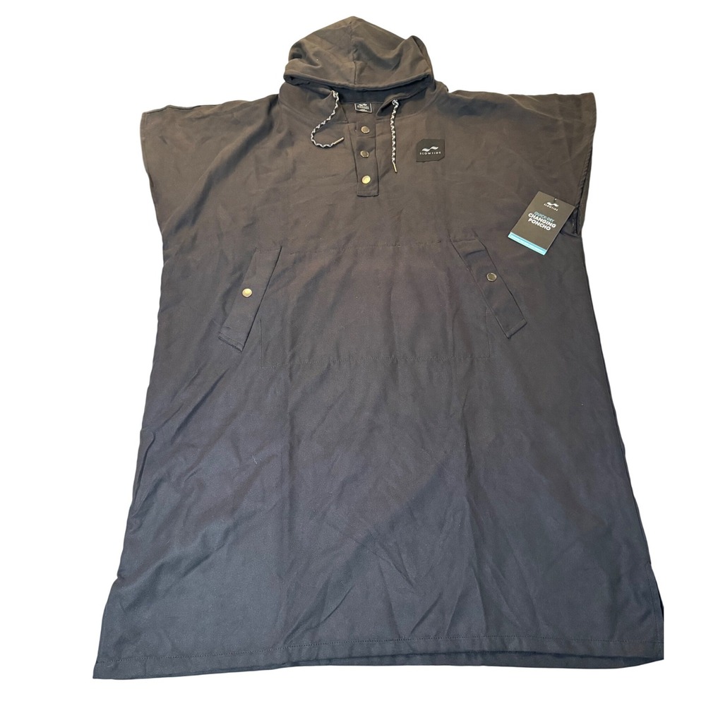 Slowtide All Day Quick-Dry Changing Poncho Black L-XL Recycled Towel Hooded